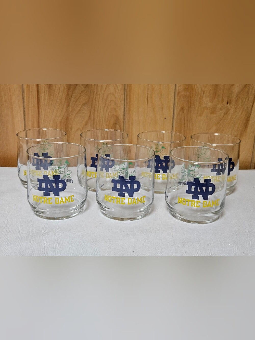 Notre Dame Fighting Irish Football Rocks Glass Beverage Set Of 7 Libbey